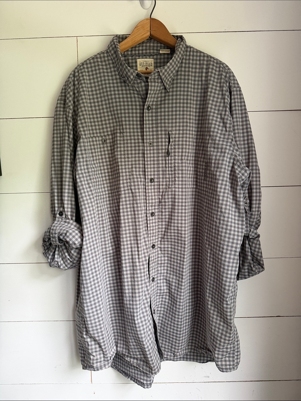 Red Head Brand Co. Men’s Grey Check Long Sleeve Button-Up Shirt Size 2XL Tall